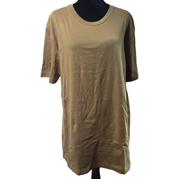 LAT Men's Short Sleeve Crew Neck Tee Shirt Top Large Coyote Brown 100% Cotton 2 - Picture 1 of 9